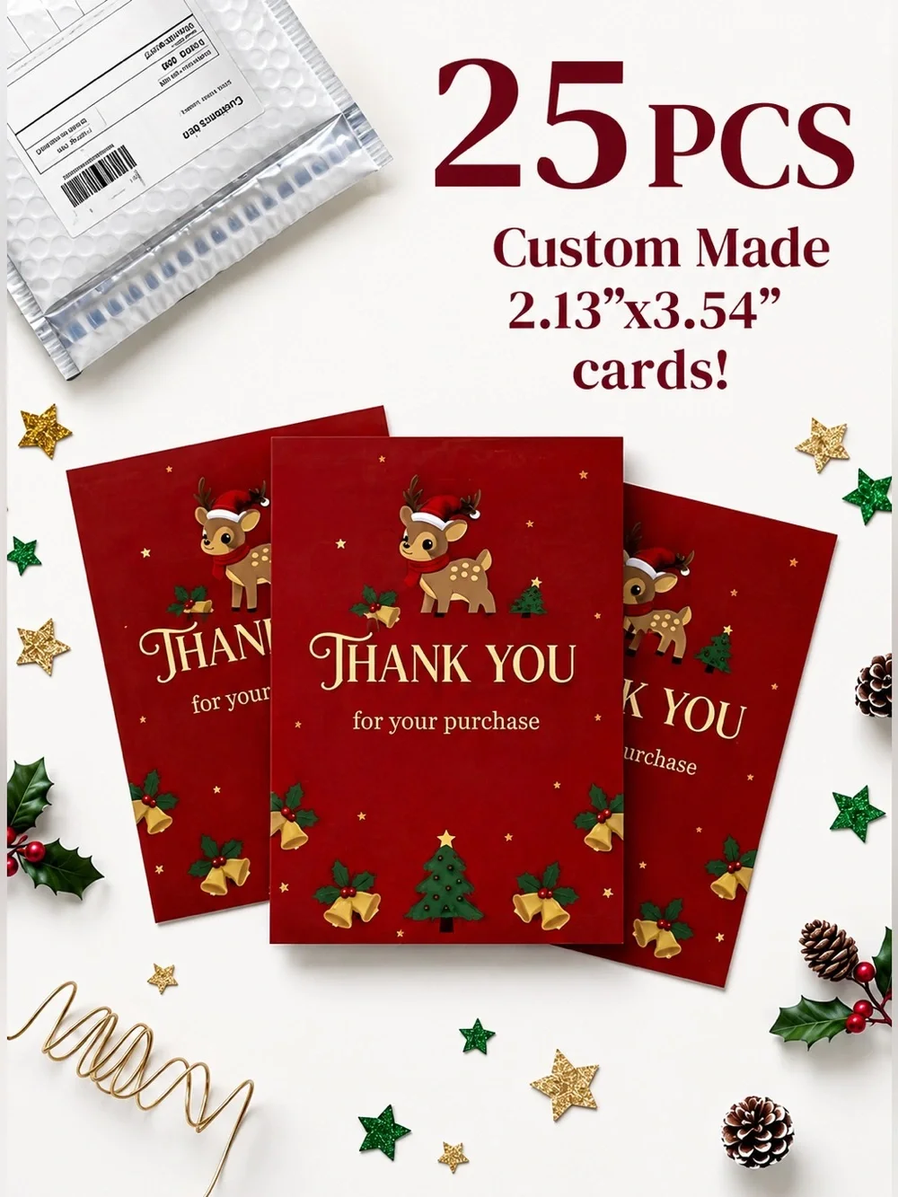 150pc Bundle: 25 Poly Mailers, 25 Cards & 100 Stickers